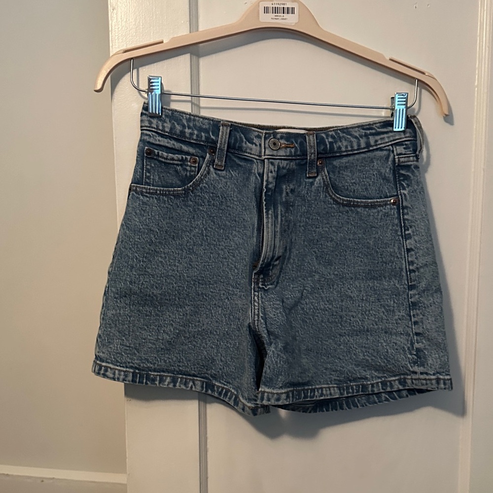 Abercrombie & Fitch Mid-Rise Blue Denim Shorts